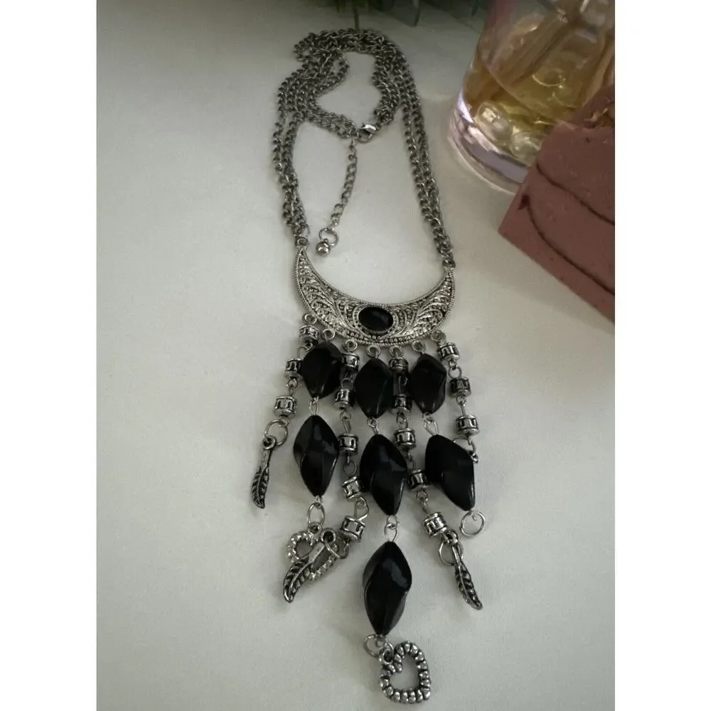 Cascade Bridgerton Necklace Silver Black Style Boho Women’s Jewelry Collar